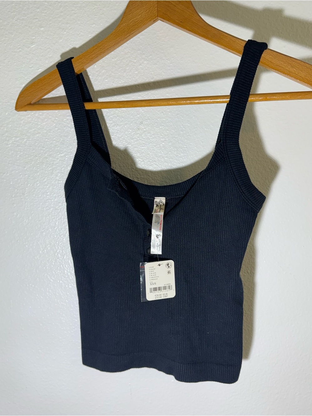 NWT Free People Women's Ribbed Tank Top - Black